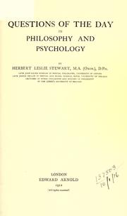 Front cover of Questions of the day in philosophy and psychology by Herbert Leslie Stewart