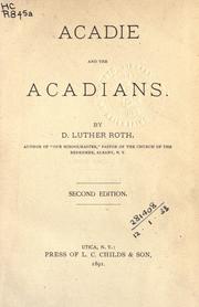 Front cover of Acadie and the Acadians by David Luther Roth