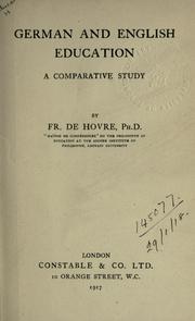 Cover of German and English education by Frans de Hovre