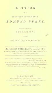 Front cover of Letters to the Right Honourable Edmund Burke by Joseph Priestley