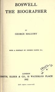 Cover of Boswell, the biographer by George Mallory