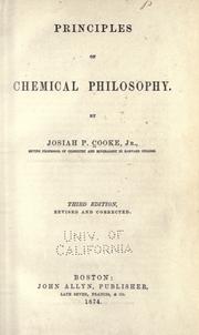 Front cover of Princples of chemical philosophy by Cooke, Josiah Parsons