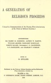 Cover of A generation of religious progress by Harry Johnston