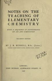 Front cover of Notes on the teaching of elementary chemistry by J. B. Russell