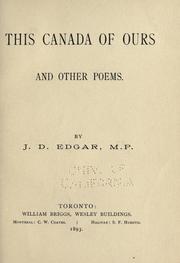 Front cover of This Canada of ours and other poems by J. D. Edgar