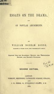 Cover of Essays on the Drama and on Popular Amusements by William Bodham Donne