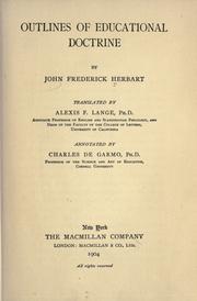 Cover of Outlines of educational doctrine by Johann Friedrich Herbart