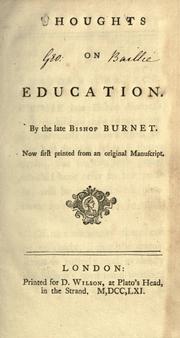 Cover of Thoughts on education by Burnet, Gilbert
