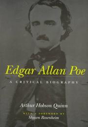 Cover of Edgar Allan Poe, a critical biography by Arthur Hobson Quinn
