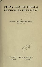 Front cover of Stray leaves from a physician's portfolio by Sir James Crichton-Browne