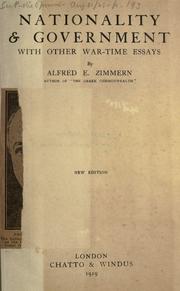Cover of Nationality & government, with other war-time essays by Alfred Eckhard Zimmern