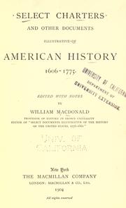 Front cover of Select charters and other documents illustrative of American history, 1606-1775 by William MacDonald
