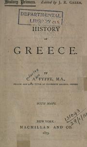Front cover of History of Greece by Charles Alan Fyffe