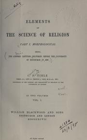 Cover of Elements of the science of religion by Tiele, C. P.
