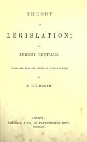 Front cover of Traités de législation civile et pénale by Jeremy Bentham