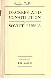 Front cover of Decrees and constitution of Soviet Russia.. by Russia.