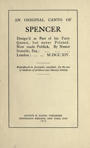 Front cover of An original canto of Spencer by Samuel Croxall