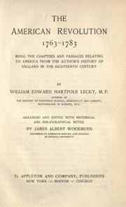 Front cover of The American revolution, 1763-1783 by William Edward Hartpole Lecky