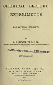 Cover of Chemical lecture experiments by George S Newth