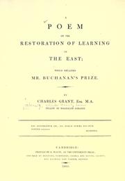 Front cover of A poem on the restoration of learning in the East by Glenelg, Charles Grant Baron