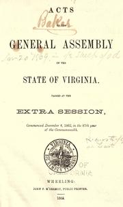 Front cover of Acts of the General Assembly of the state of Virginia by Virginia.