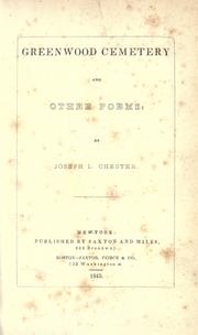 Front cover of Greenwood cemetery by Joseph Lemuel Chester