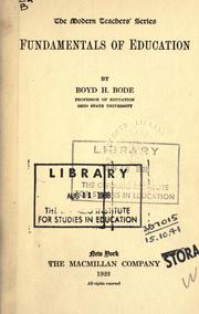 Front cover of Fundamentals of education by Boyd Henry Bode