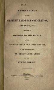Front cover of Proceedings of the Western rail-road corporation, January 27, 1841 by Western Rail-Road Corporation.