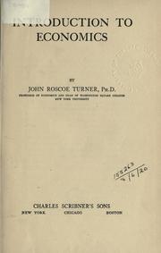 Front cover of Introduction to economics by Turner, John Roscoe