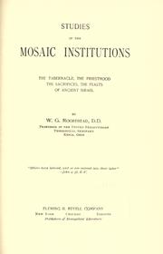 Cover of Studies in the Mosaic institutions by William Gallogly Moorehead