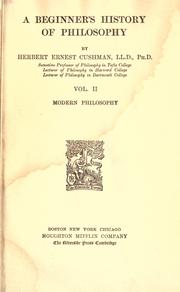 Front cover of A beginner's history of philosophy by Cushman, Herbert Ernest