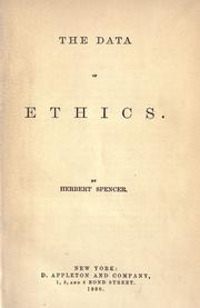 Front cover of The data of ethics by Herbert Spencer