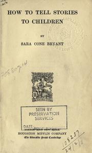 Front cover of How to tell stories to children by Sara Cone Bryant