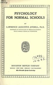 Front cover of Psychology For Normal Schools by Lawrence Augustus Averill