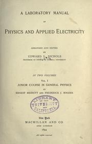 Cover of A laboratory manual of physics and applied electricity by Edward Leamington Nichols