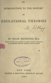 Cover of An introduction to the history of educational theories by Oscar Browning