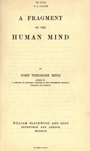 Front cover of A fragment on the human mind by John Theodore Merz