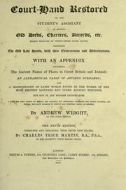 Front cover of Court-hand restored by Wright, Andrew of the Inner Temple.