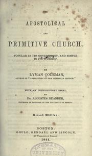Front cover of The apostolical and primitive church by Lyman Coleman