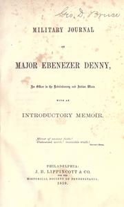 Front cover of Military journal of Major Ebenezer Denny by Ebenezer Denny