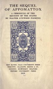 Front cover of The sequel of Appomattox by Walter Lynwood Fleming