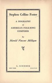 Cover of Stephen Collins Foster by Harold Vincent Milligan