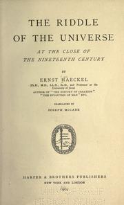 Cover of The riddle of the universe at the close of the nineteenth century by Ernst Heinrich Philipp August Haeckel