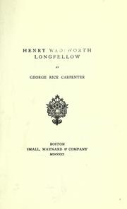 Cover of Henry Wadsworth Longfellow by George Rice Carpenter