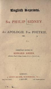 Front cover of An apologie for poetrie by Sir Philip Sidney
