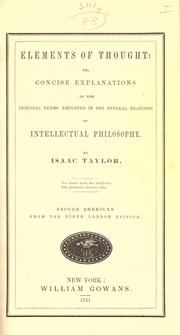 Cover of Elements of thought by Isaac Taylor