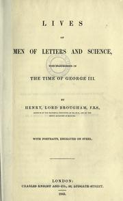 Cover of Lives of men of letters and science who flourished in the time of George III by Brougham and Vaux, Henry Brougham Baron