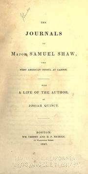 Front cover of The journals of Major Samuel Shaw by Shaw, Samuel