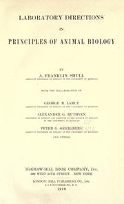 Cover of Laboratory directions in principles of animal biology by A. Franklin Shull