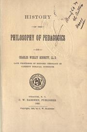 Front cover of History of the philosophy of pedagogics. -- by Charles Wesley Bennett